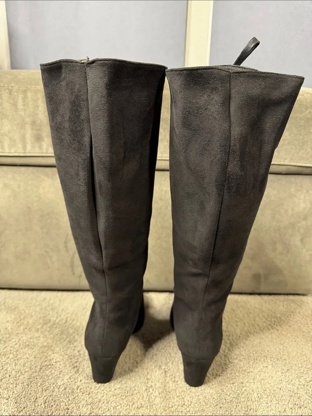 Tall Black Faux Suede Lace-Up Women’s Boots Gothic Size 8.5 (41) NEW
